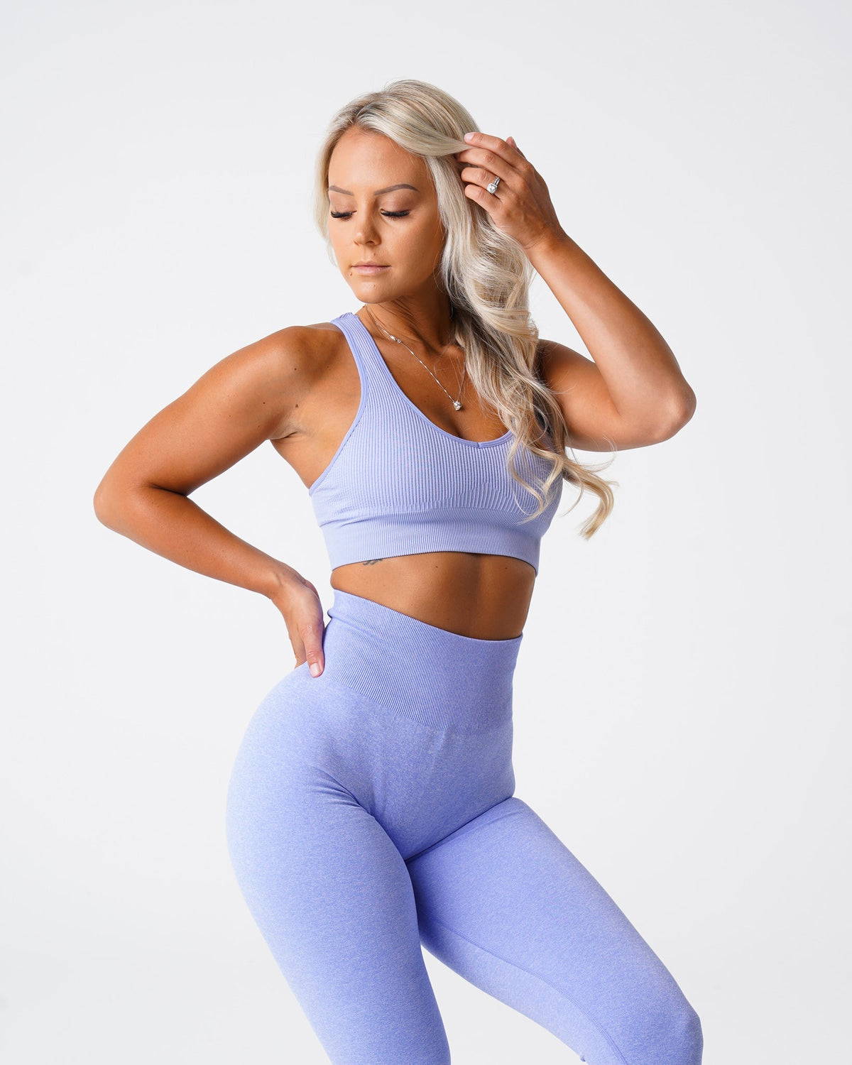 Women Periwinkle Galaxy Ribbed Seamless Bra | NVGTN