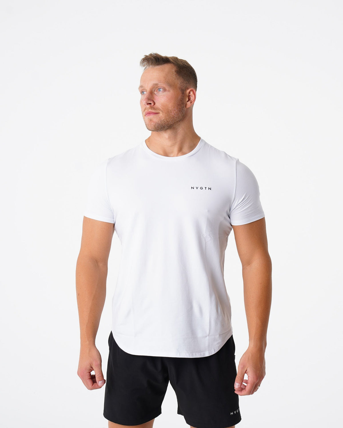 Men White Pulse Fitted Tee | NVGTN