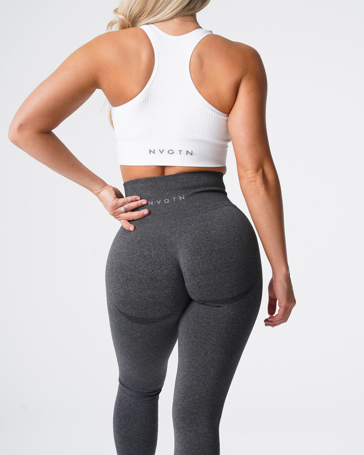 Women Black Speckled Contour Seamless Leggings | NVGTN