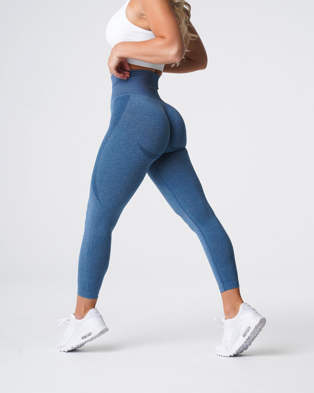 Women Slate Blue Contour Seamless Leggings | NVGTN
