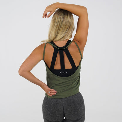 Women Khaki Green Flow Tank | NVGTN