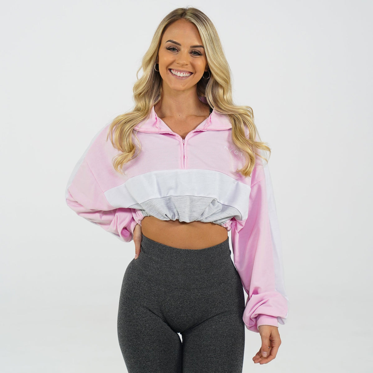 Women Pink Oversized Cropped Pullover | NVGTN