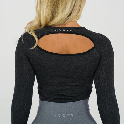 Women Midnight Glimpse Long-Sleeve Crop | NVGTN