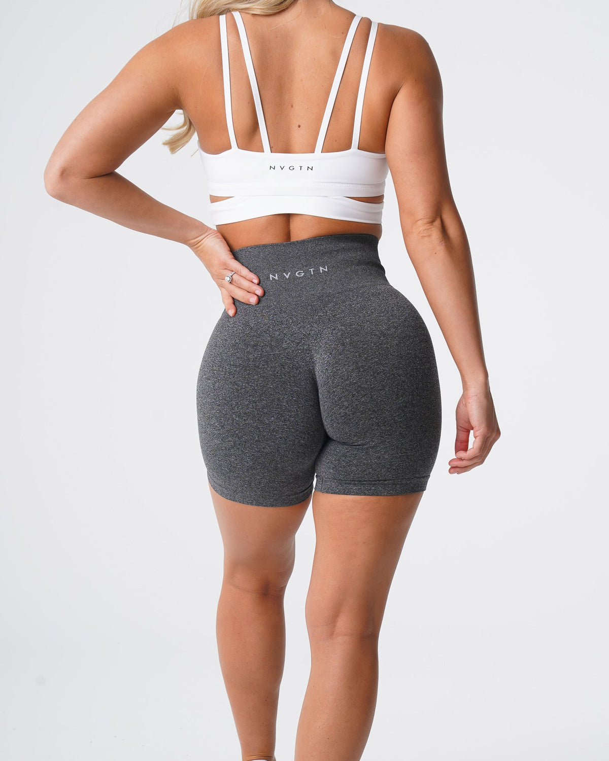 Women Black Speckled Pro Seamless Shorts | NVGTN