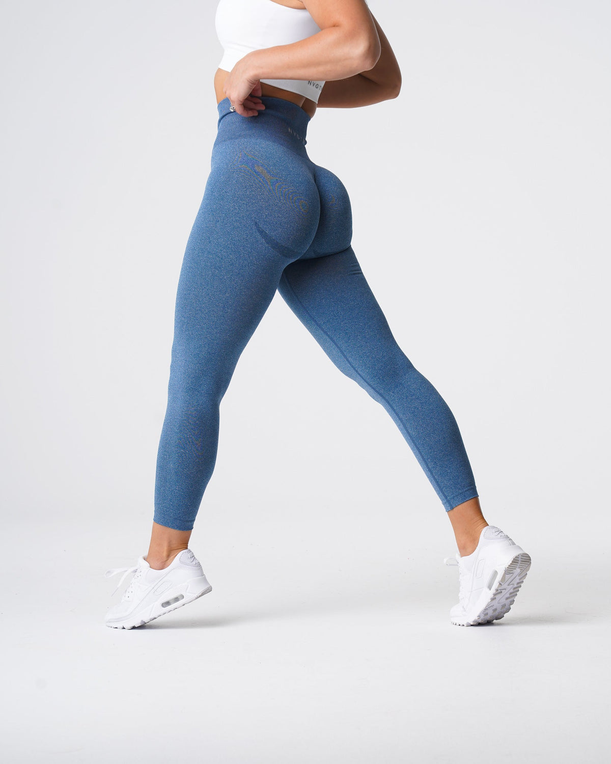 Women Slate Blue Curve Seamless Leggings | NVGTN