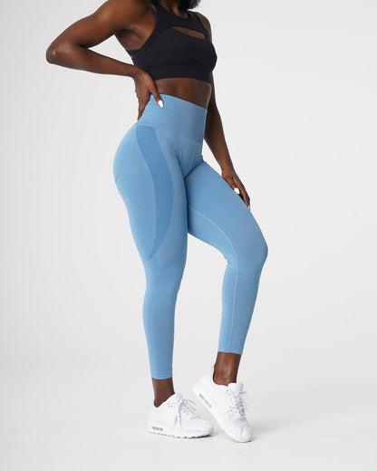 Women Sky Blue Contour Seamless Leggings | NVGTN