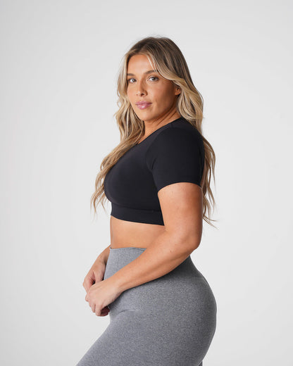 Women Black Open Back Tee | NVGTN