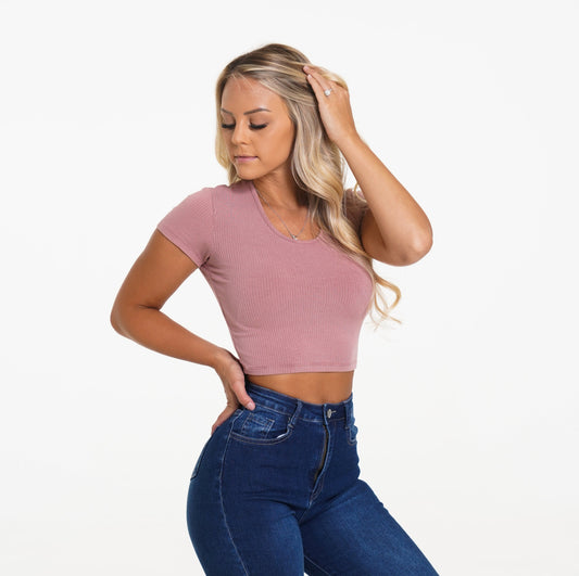 Women Pink Classic Ribbed Tee | NVGTN