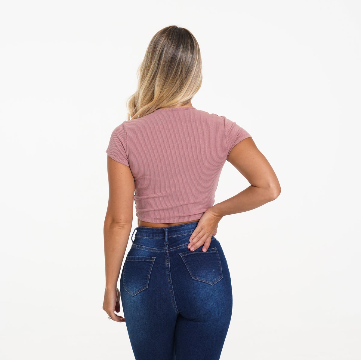 Women Pink Classic Ribbed Tee | NVGTN