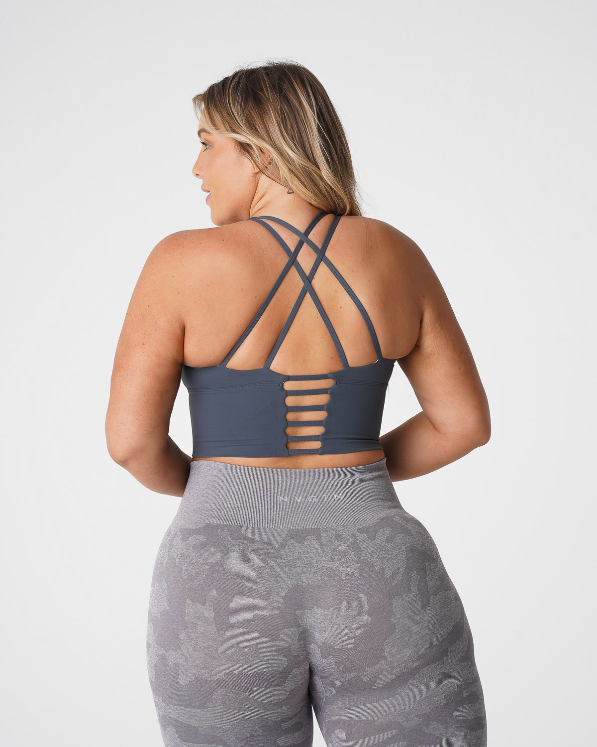 Women Stone Grey Matrix Bra Top | NVGTN