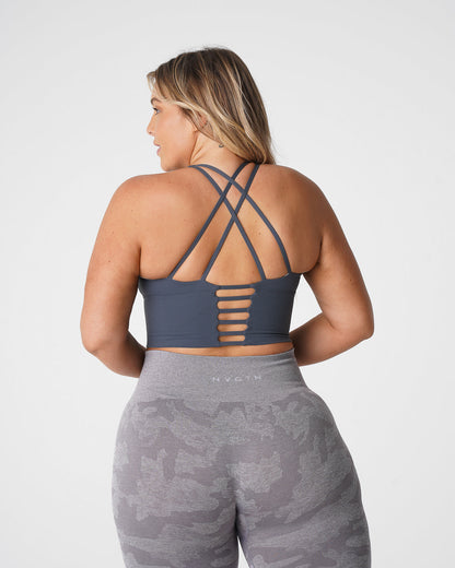 Women Stone Grey Matrix Bra Top | NVGTN