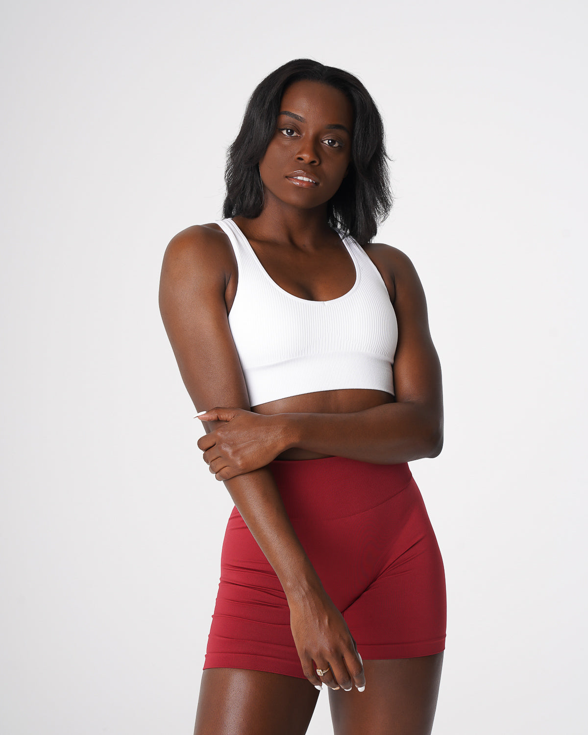 Women White Galaxy Ribbed Seamless Bra | NVGTN