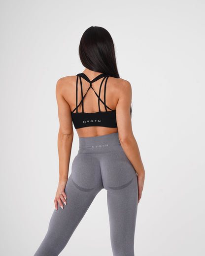 Women Black Galaxy Ribbed Seamless Bra | NVGTN