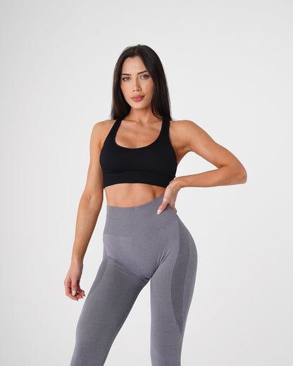 Women Black Galaxy Ribbed Seamless Bra | NVGTN
