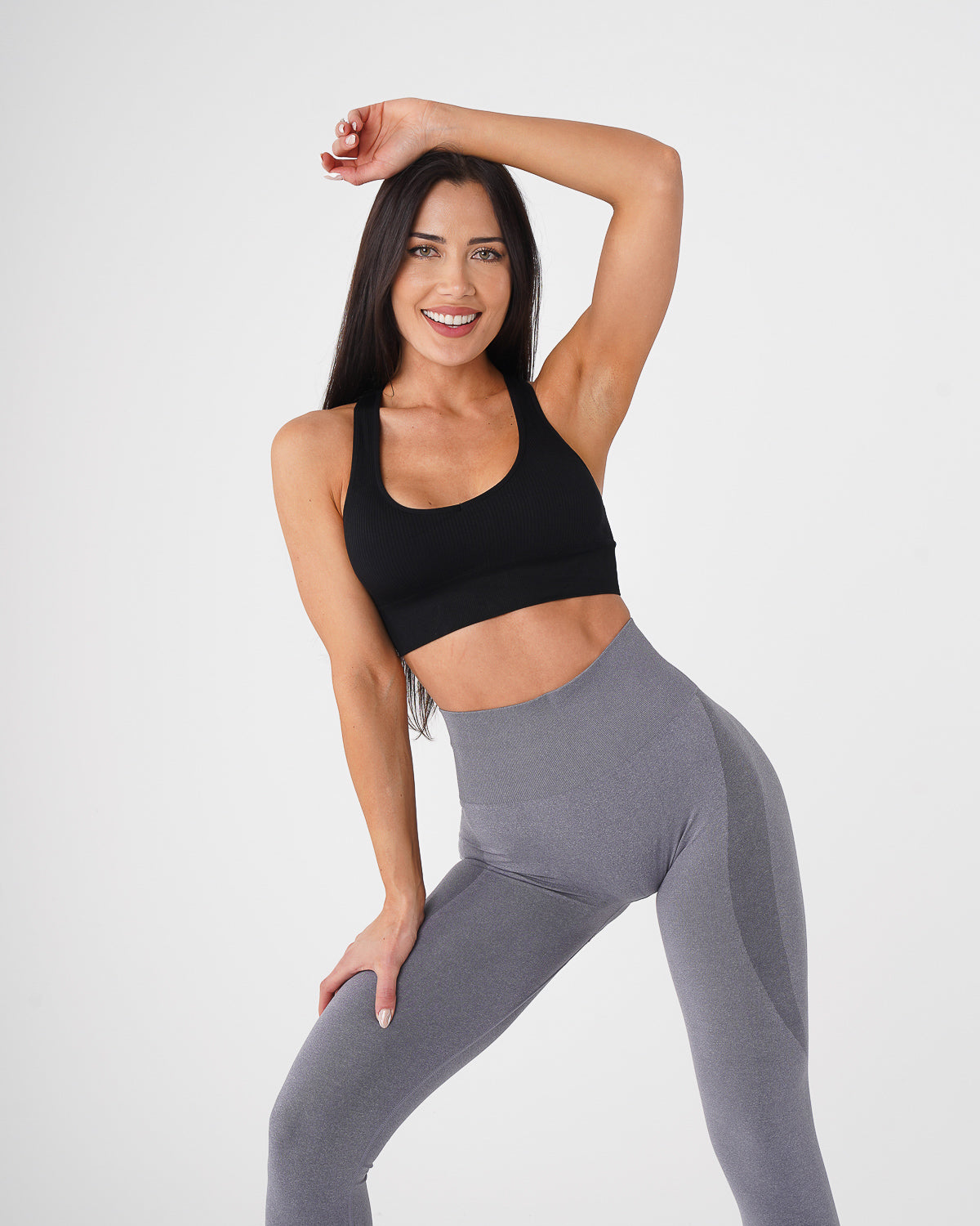 Women Black Galaxy Ribbed Seamless Bra | NVGTN
