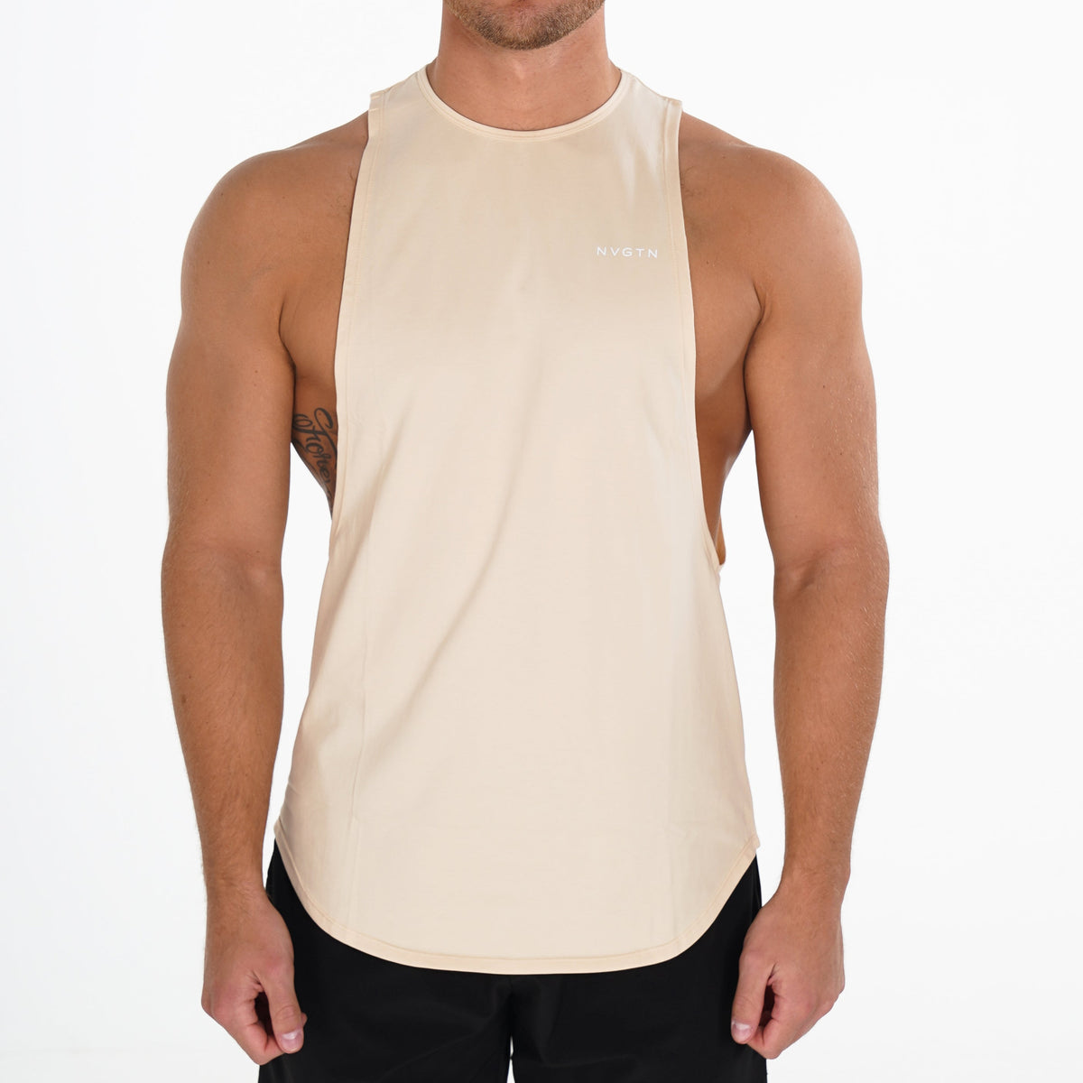 Men Beige Pulse Edge Tank | NVGTN