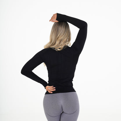 Women Black Shape Seamless Long-Sleeve Top | NVGTN