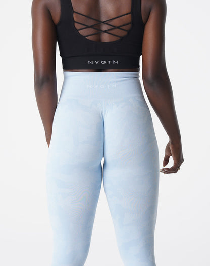 Women Icy Blue Camo Seamless Leggings | NVGTN
