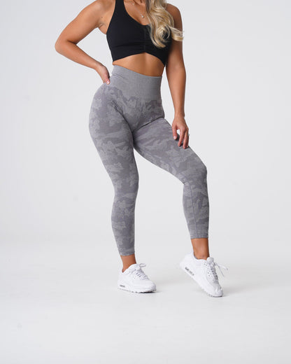 Women Grey Camo Seamless Leggings | NVGTN