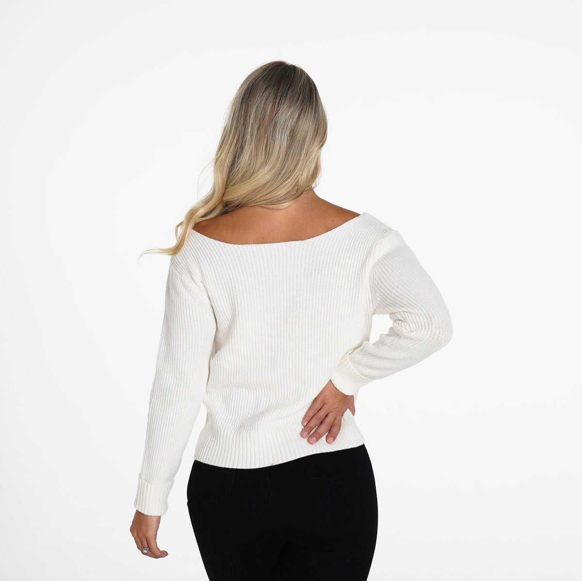 Women Ivory Cuddle Up Knit Sweater | NVGTN