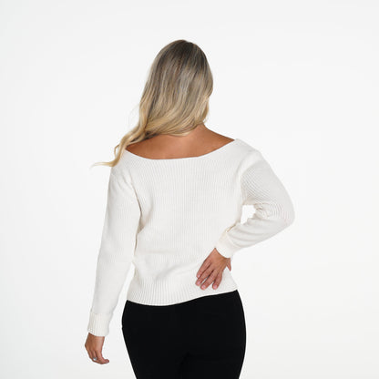 Women Ivory Cuddle Up Knit Sweater | NVGTN