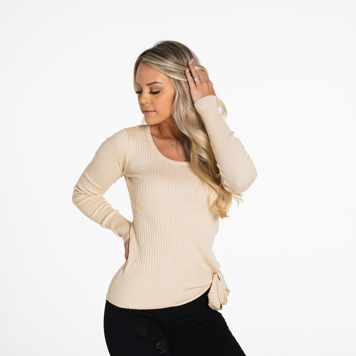 Women Cream Fireside Ribbed Long Sleeve | NVGTN
