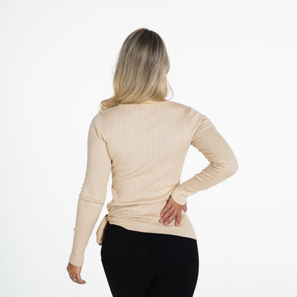 Women Cream Fireside Ribbed Long Sleeve | NVGTN