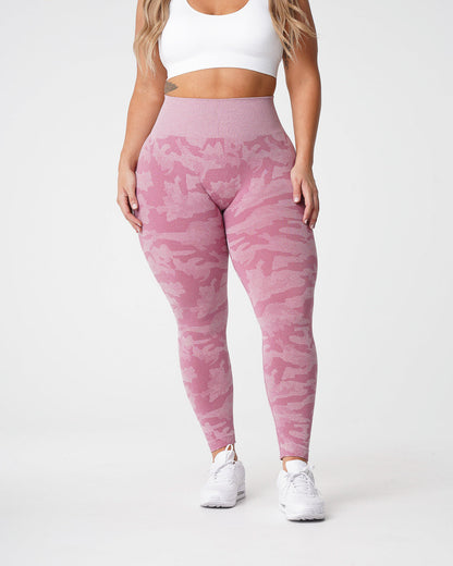 Women Pastel Pink Camo Seamless Leggings | NVGTN
