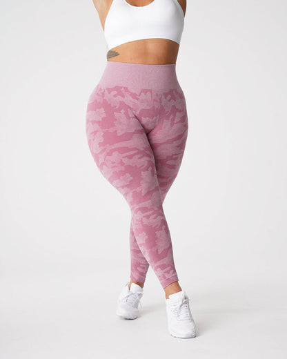 Women Pastel Pink Camo Seamless Leggings | NVGTN