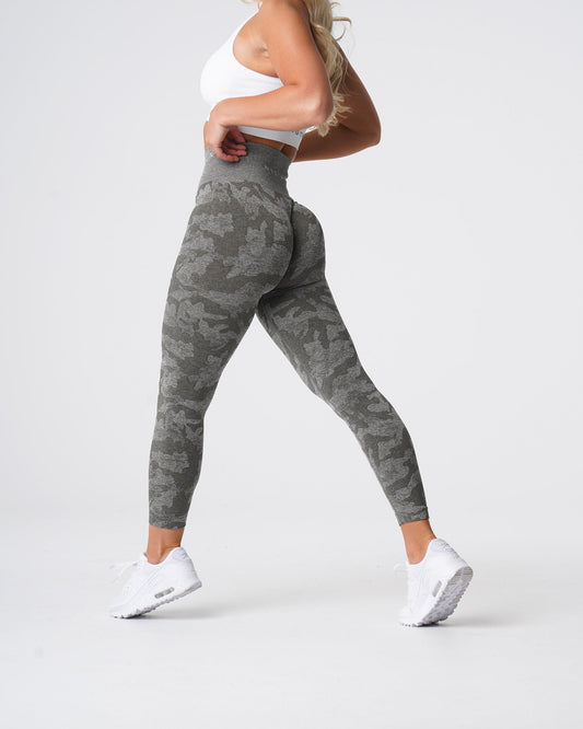 Women Khaki Green Camo Seamless Leggings | NVGTN