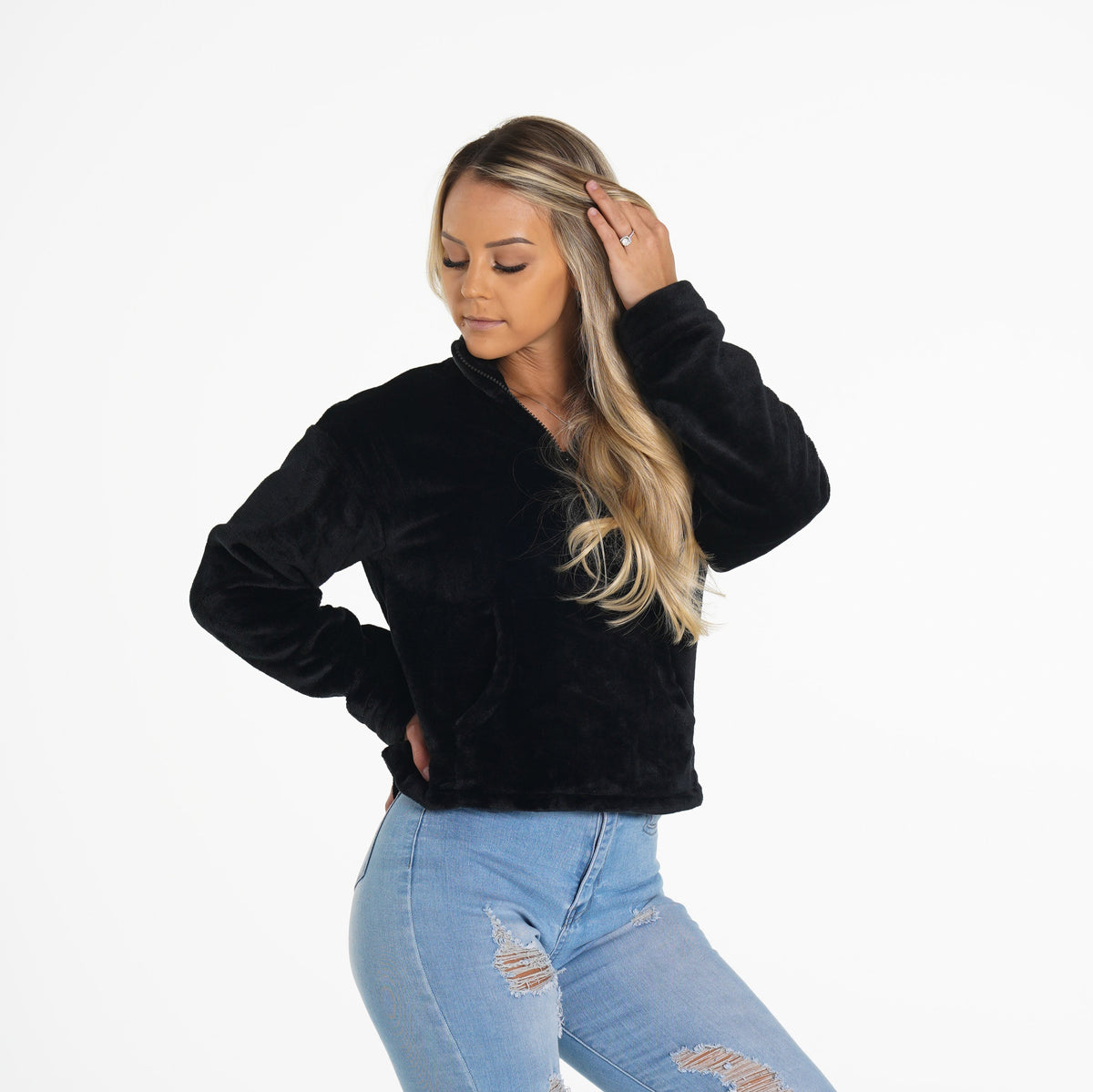 Women Black Full Length Teddy Fleece | NVGTN