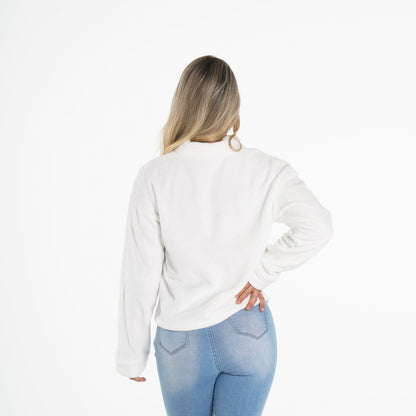 Women White Full Length Teddy Fleece | NVGTN