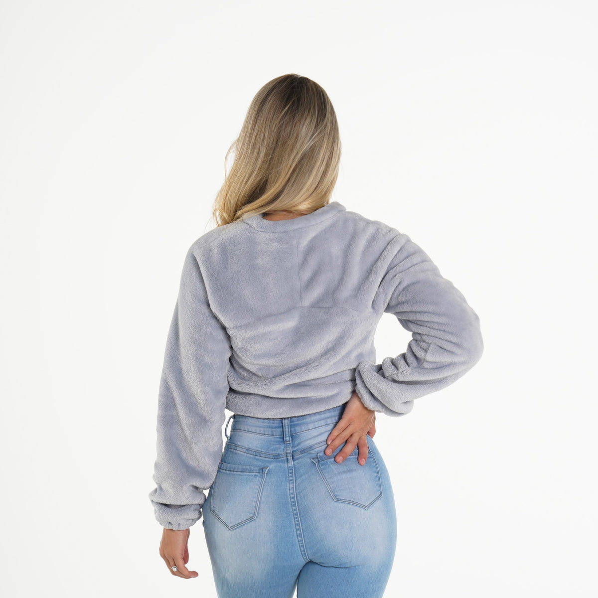 Women Cool Grey Cropped Teddy Fleece | NVGTN