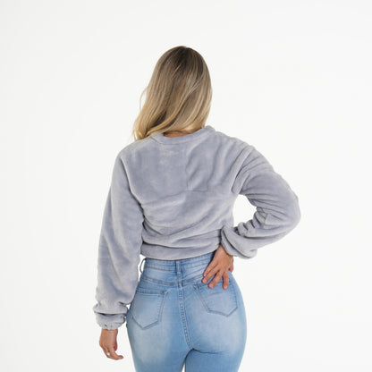 Women Cool Grey Cropped Teddy Fleece | NVGTN
