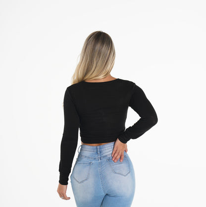 Women Black Wrap Top | NVGTN