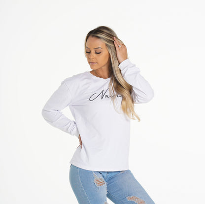 Women White Navi Crew Neck | NVGTN