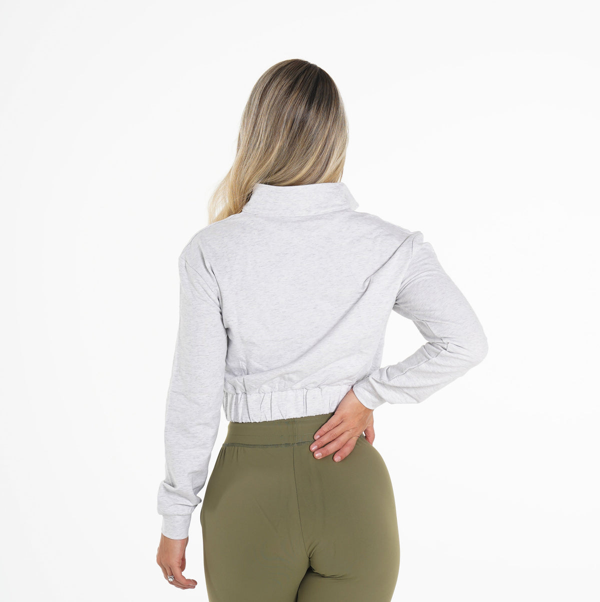 Women Light Grey Power Cropped Pullover | NVGTN