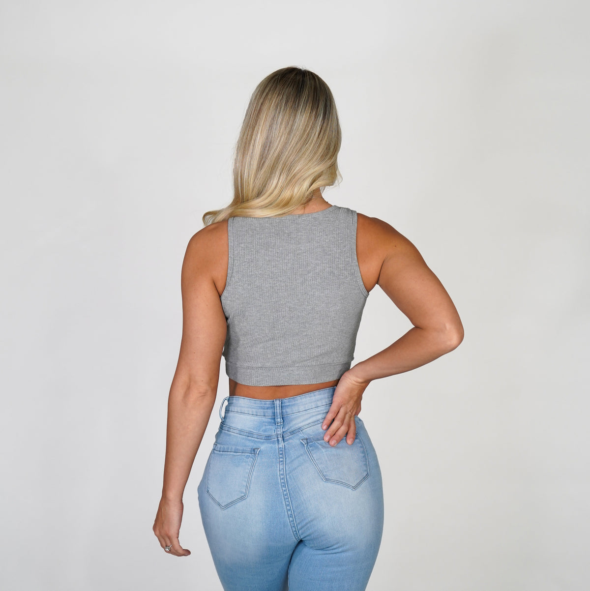 Women Grey Out and About Ribbed Crop | NVGTN
