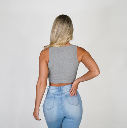 Women Grey Out and About Ribbed Crop | NVGTN