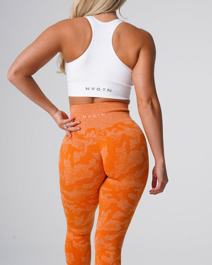Women Burnt Orange Camo Seamless Leggings | NVGTN