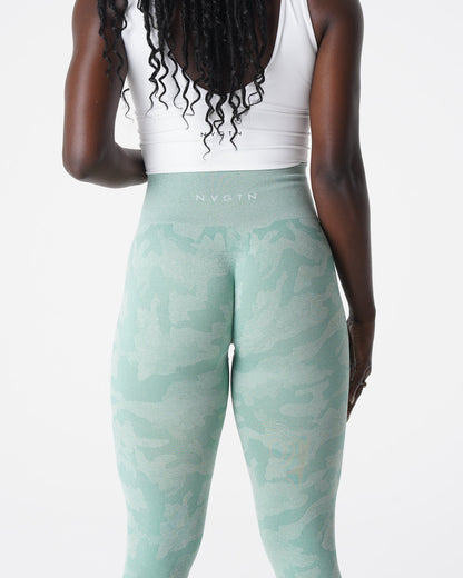 Women Sage Green Camo Seamless Leggings | NVGTN