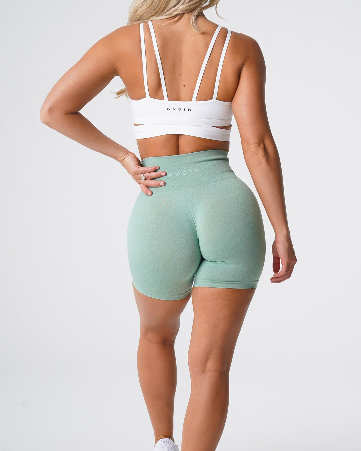 Women Sage Green Pro Seamless Shorts | NVGTN