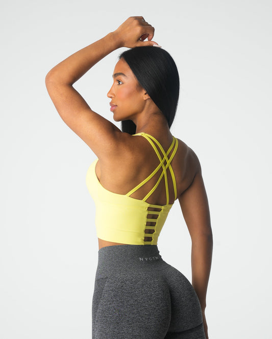 Women Pastel Yellow Matrix Bra Top | NVGTN