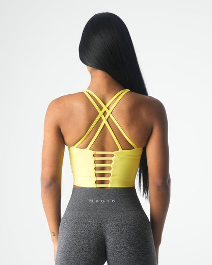 Women Pastel Yellow Matrix Bra Top | NVGTN