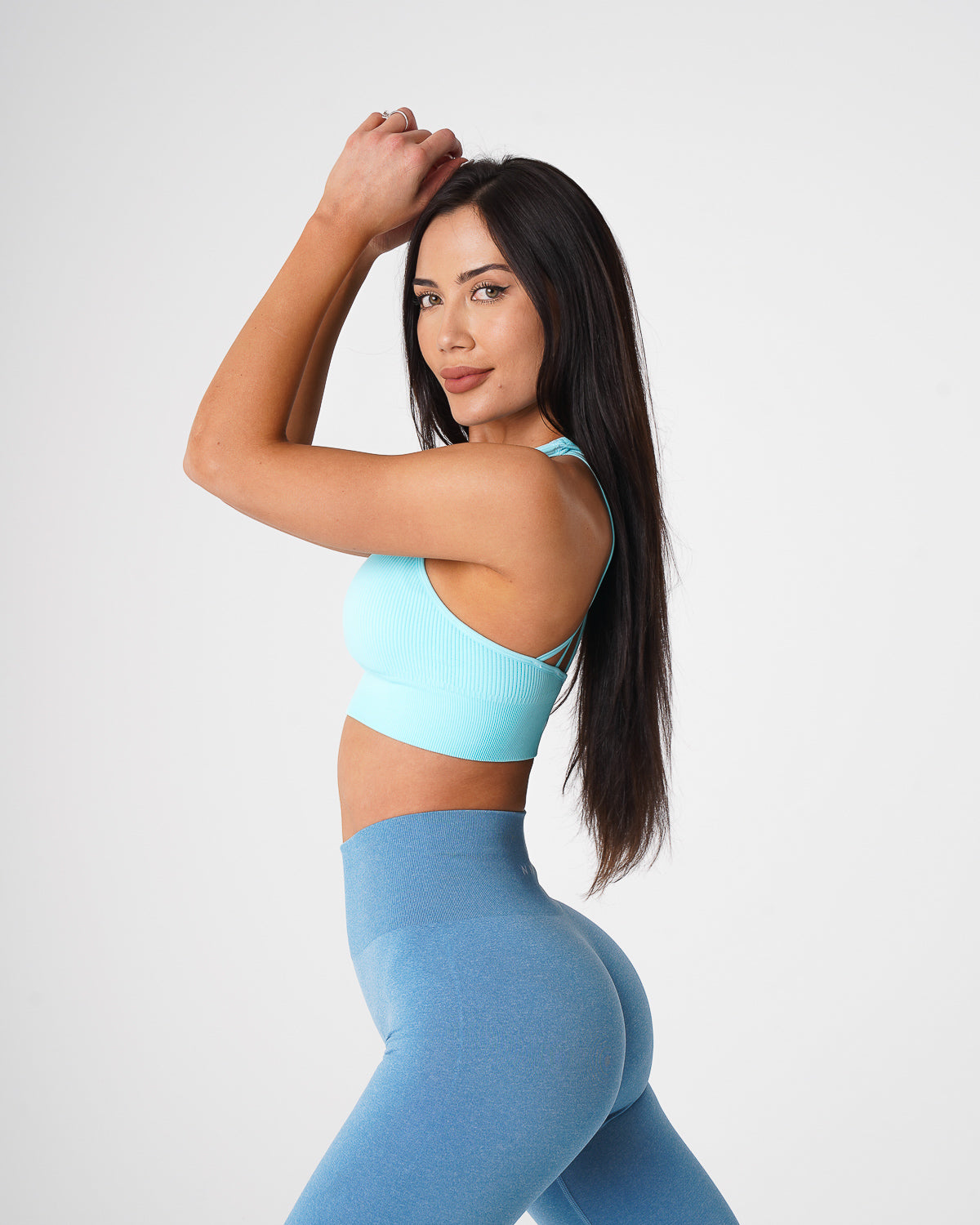 Women Aqua Galaxy Ribbed Seamless Bra | NVGTN