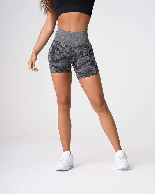 Women Black Camo Seamless Shorts | NVGTN
