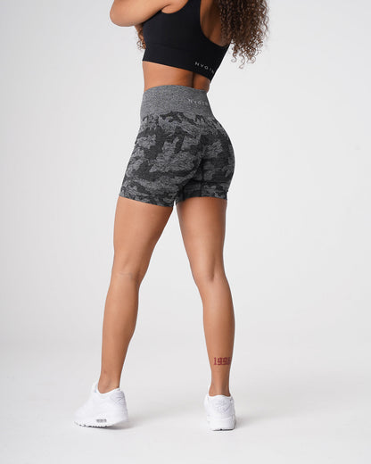 Women Black Camo Seamless Shorts | NVGTN