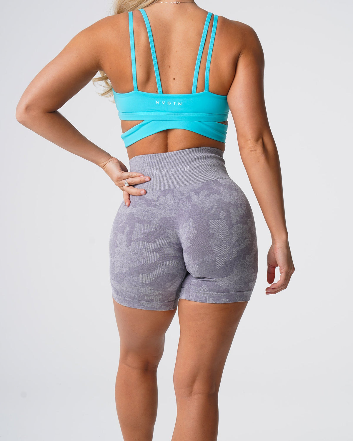 Women Grey Camo Seamless Shorts | NVGTN