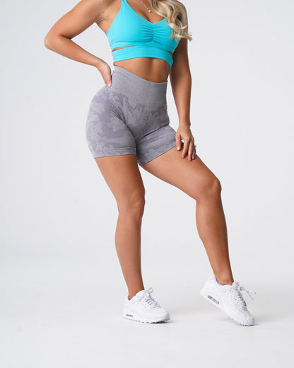 Women Grey Camo Seamless Shorts | NVGTN