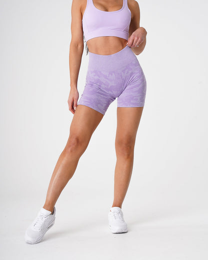 Women Lilac Camo Seamless Shorts | NVGTN